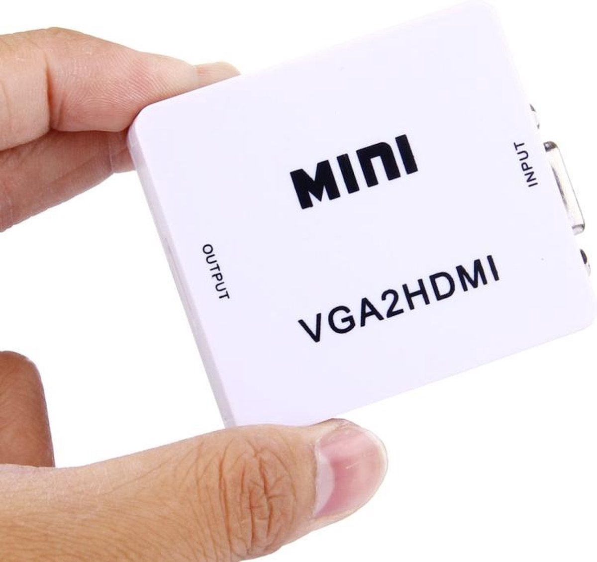 HD 1080P HDMI Mini VGA naar HDMI Scaler Box Audio Video Digital Converter (wit)