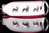 Dog's Companion Leren Halsband - Franse Bulldog - 40-47 cm x 50 mm - Wit/Roze
