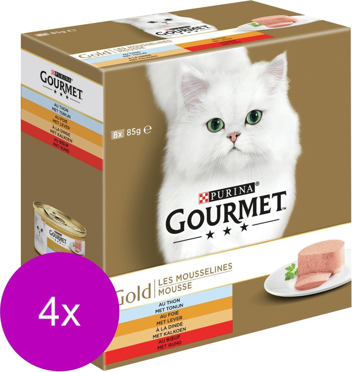 Gourmet Gourmet Gold Mousse Rund - Kattenvoer - 4 x Mix 8x85 g