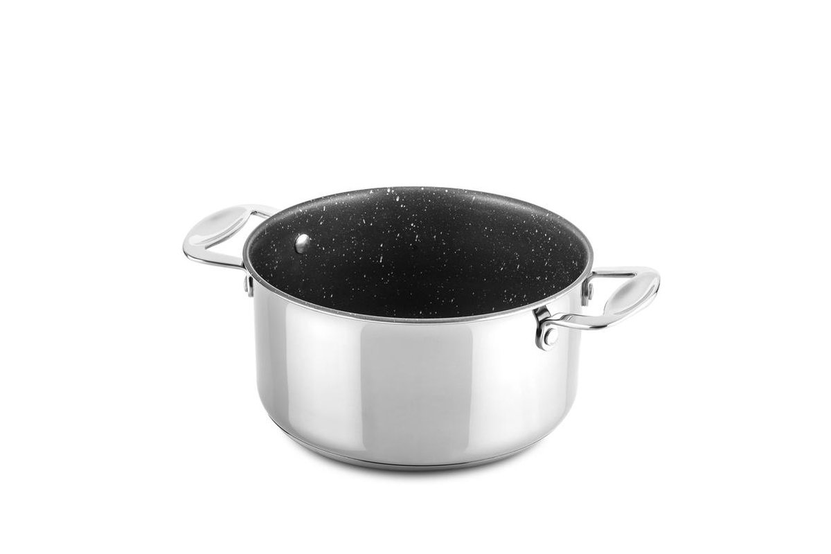 MEPRA Glamour Stone Pentola con Coperchio, 22 cm, Acciaio Inossidabile 18/10, 5 Litri