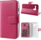 Litchi Folio Wallet Stand Case Motorola Moto G Rose