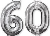 Amscan - Folieballon verjaardag '60' - zilver - Ø 66 cm - Set-1