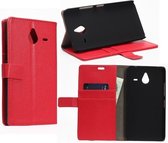 Litchi Cover wallet case hoesje Microsoft Lumia 640 XL rood