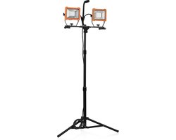 Smartwares Dubbele Bouwlamp - LED 2x 30W Werklamp - Verstelbare hoogte 65-125cm - 4800 LM - FCL-80114 - IP65 - Voor Binnen & Buiten - Verstelbaar statief