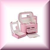 Elegante roze juwelenkoffer met veel ruimte