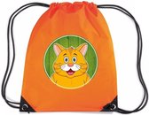 Rode kat / poes rijgkoord rugtas / gymtas - oranje - 11 liter - voor kinderen