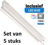 LED Buis armatuur met Trog 120cm - Enkel | Inclusief  LED Buis - 6000K - Daglicht (Set van 5 stuks)