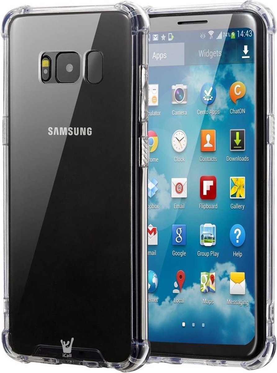 Hoesje Transparant geschikt voor Samsung Galaxy S8 - Shock Proof Hoesje Case met Versterkte rand