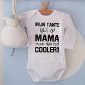 Baby Rompertje met tekst Mijn tante lijkt op mama maar dan veel cooler!  | Lange mouw | wit | maat 50/56 unisex jongen meisje