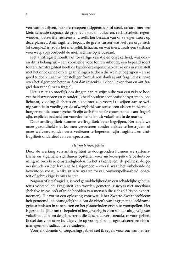 Bladzijde 2 met tekst over antifragiliteit.