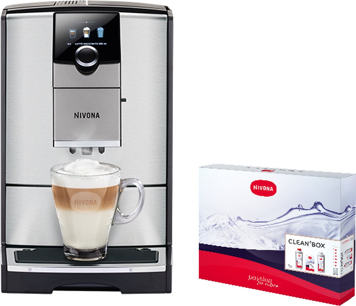 Nivona 799 volautomaat espressomachine RVS met automatische melkopschuimer [incl. gratis schoonmaakpakket twv 37 99 en gratis koffie van Koepoort Koffie]]