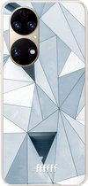 6F hoesje - geschikt voor Huawei P50 -  Transparant TPU Case - Mirrored Polygon #ffffff
