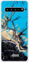 6F hoesje - geschikt voor Samsung Galaxy S10 5G -  Transparant TPU Case - Blue meets Dark Marble #ffffff