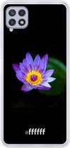 6F hoesje - geschikt voor Samsung Galaxy A22 4G -  Transparant TPU Case - Purple Flower in the Dark #ffffff