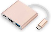 GR4IT Premium USB-C 3 in 1 Adapter| USB-C naar HDMI (4K) - USB A - USB C Opladen - Rosé Gold