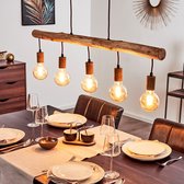 Belanian.nl - Houten hanglamp - Industriële plafondlamp -  hanglamp roestkleurig, bruin, 5 lichts  -  Eetkamer, keuken, slaapkamer, woonkamer -  Loft, Vintage