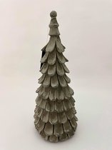 J-Line sapin de Noël décoratif gris ciment 14x14x34cm