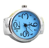 Bijoux by Ive - Ring horloge - Quartz - Rekbaar bandje - Zilverkleurig - Blauw