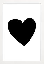 JUNIQE - Poster met houten lijst Big Heart -13x18 /Wit & Zwart