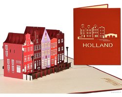Popcards popupkaarten - Amsterdam Haarlem Delft Grachtenpanden Funda Droomhuis Verhuisd Verhuiskaart Holland Souvenir pop-up kaart 3D wenskaart