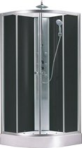 Cabine de douche Bally Jupiter complète quart de rond 90x90x225cm aluminium mat 5mm verre de sécurité anti-calcaire avec revêtement NANO