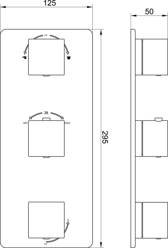 Bally Rombo Finish Set Thermostat Encastrable 3 Voies Acier Brossé