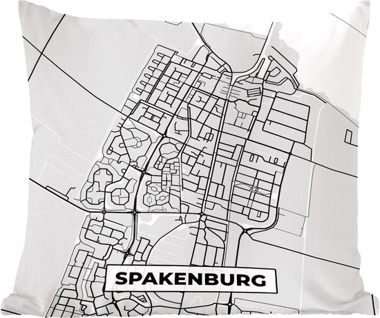 Sierkussens - Kussentjes Woonkamer - 50x50 cm - Stadskaart - Spakenburg - Grijs - Wit - Plattegrond