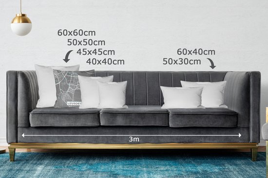 Coussins décoratifs - Oreillers Coussins décoratifs - Plan de la ville - Leusden - Grijs - Blauw - Plan