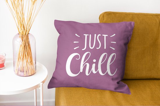 Sierkussen - Just Chill Sur Fond Violet - Multicolore - 45 Cm X 45 Cm