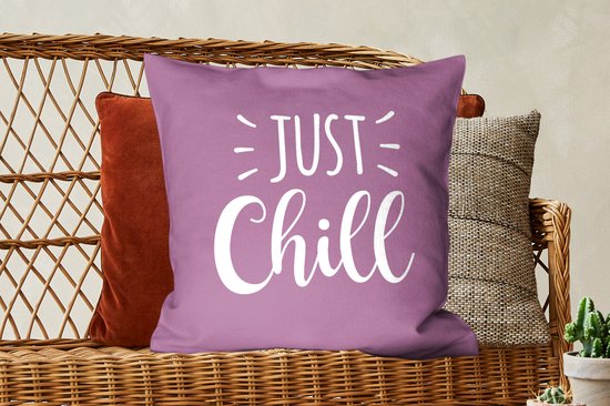 Sierkussen - Just Chill Sur Fond Violet - Multicolore - 60 Cm X 60 Cm