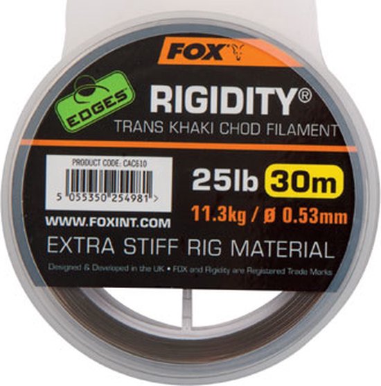 Fox Rigidity Chod Filament - Trans Khaki - 25lb - 30m - Khaki - Fox