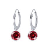 Joy|S - Zilveren kristal bedel (6 mm) oorbellen - rood - oorringen