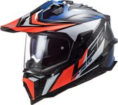LS2 MX701 C Explorer Focus Glans Blauw Wit Rood Adventure Helm M