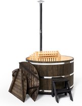 Premium sauna - HOTTUB 1600mm- Dennen hout - RVS - houten bank- deksel- trap - kachel -Bodemwaterafvoer