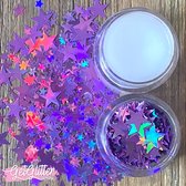 GetGlitterBaby Chunky Festival Glitters Sterretjes voor Lichaam en Gezicht / Face Body Glitter - Paars - en Glitter HuidLijm