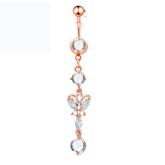 Piercing- Rose Goudkleur-chirurgische- Vlinder- Zirkonia-Navel-Charme Bijoux