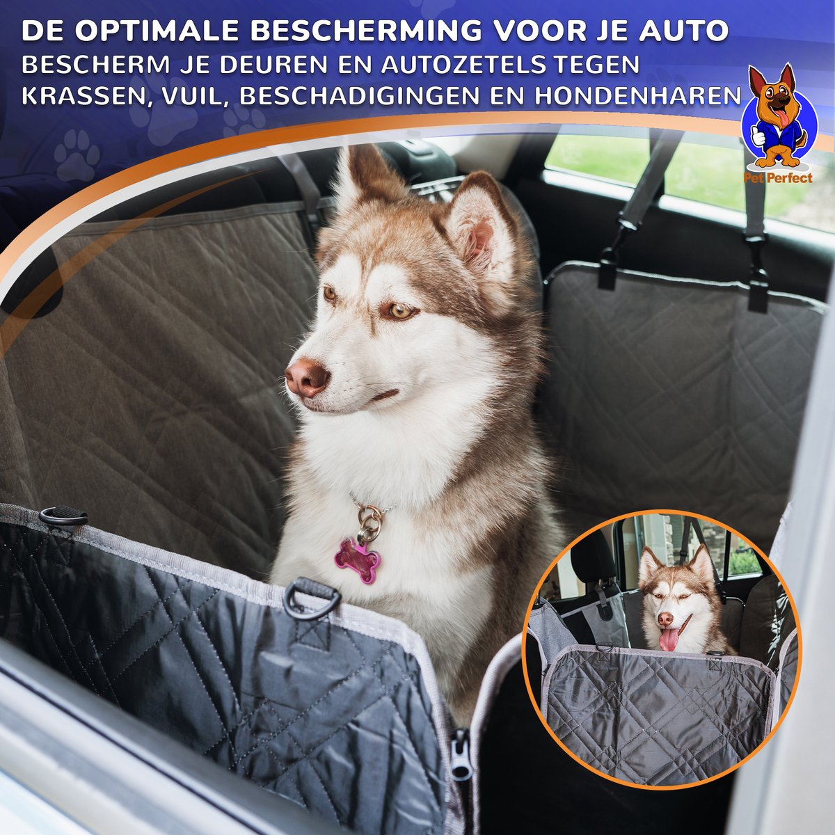 Siège d'auto pour chien Siège unique pour siège arrière imperméable à l'eau  Siège d'auto pour chien Housse de siège d'auto, couverture de protection  voiture pour chien (53 * 60 * 35cm)