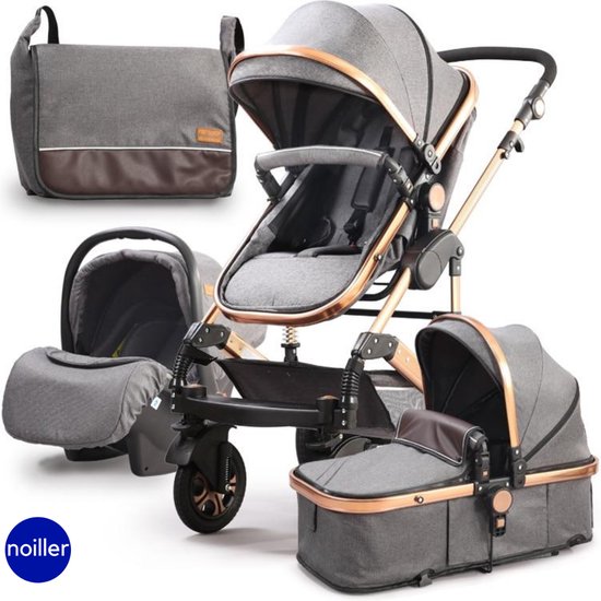 Reizende handelaar Schuine streep Aanwezigheid Noiller Premium Baby Buggy 3 In 1 - Baby wagen - Kinderwagen met stoel en  wieg -... | bol.com
