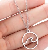 Travel Ketting Wave / Golf Reis-sieraad Wanderlust Zilverkleurig rvs Traveling cadeau | traveldutchie