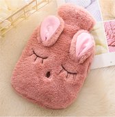 Kruik - Kinderkruik - Warm Water Kruik- Warm Water Kruik Met Pluche Hoes - Dieren Pluche Hoes Konijn Oud Roze