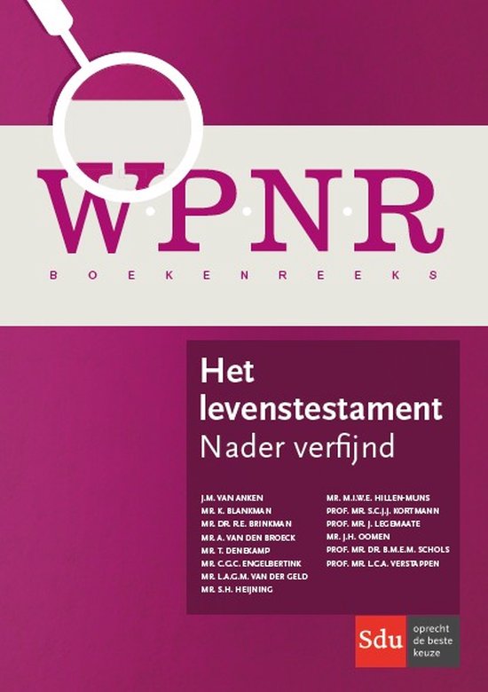 WPNR Boekenreeks - Het levenstestament - cover