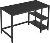 Bureau, computertafel, pc-tafel, bureautafel, met 2 planken rechts of links, voor kantoor, woonkamer, stalen frame, industrieel ontwerp, zwart LWD047B16