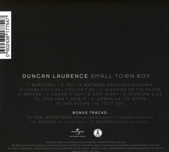 Duncan Laurence - Small Town Boy (CD) (Deluxe Edition) - Duncan Laurence
