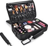 Cosmetica Koffer - Make-up Koffer met verstelbare vakken - Visagie en Nagelstyliste Beauty Koffer - 37x27x13CM - Zwart