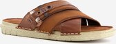 Van Beers leren heren slippers - Bruin - Maat 41 - Echt leer