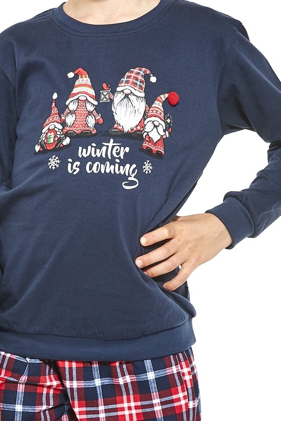 LOREZA ® Jongens pyjama, lange mouwen, 100% katoen interlock geruit (128-134 (8-9 jaar), model 1