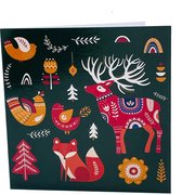 Magic Monkeys - Luxe, hippe kerstkaarten / greeting cards Christmas - incl bruin papieren envelop - gevouwen - 16 stuks - dieren - groen