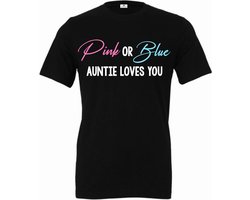 Shirt Pink or Blue auntie loves you-gender reveal bekendmaking shirt voor een baby jongen en meisje-Maat Xl