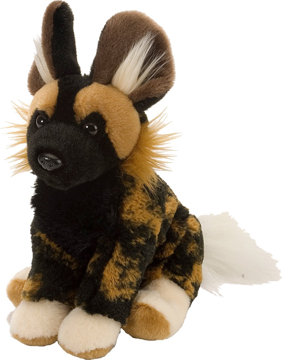 Wild Republic pluche - hyena dieren knuffel - zwart/bruin - 20 cm - dieren thema