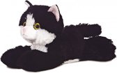 Pluche zwart/witte kat/poes knuffel 20 cm - Poezen/katten huisdieren knuffels - Speelgoed voor peuters/kinderen